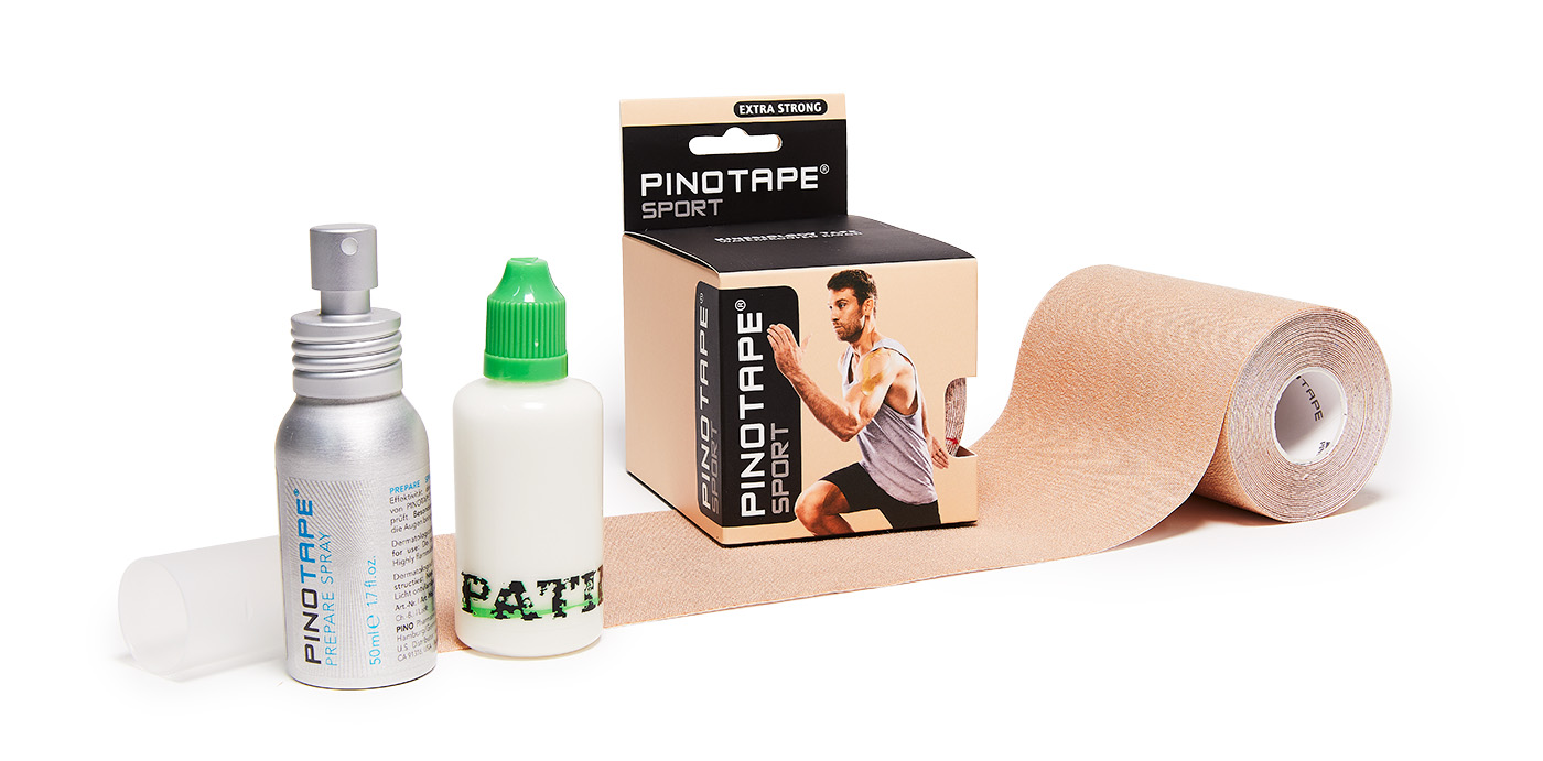 PATIN-TEX Mini & KinesioTape Pretaping Spray, perfekte Barfuß-Set, für Außendrehs ohne Schuhe, Barfuss, nacktfuss, Sohle, Sohlenschutz, Fussschutz